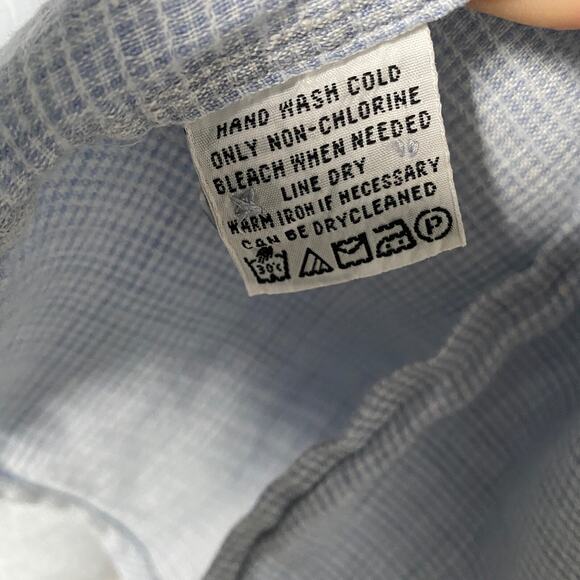 Indigo Palms Shirt Mens Extra Large Blue White Check Irish Linen Short Sleeve - Picture 8 of 9